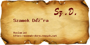 Szamek Dóra névjegykártya